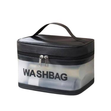 Imagem de Necessaire Bolsa Portátil Transparente Impermeável Para Viagem Cosméticos Multifuncional preto unissex