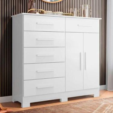 Imagem de Cômoda Sapateira Mandarim 6 Gavetas 2 Portas Mdp Branco - ALBATROZ MÓV