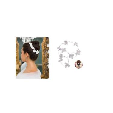 Imagem de Enfeite Arranjo Tiara Cabelo Noiva Perola Flor Casamento - Decastro