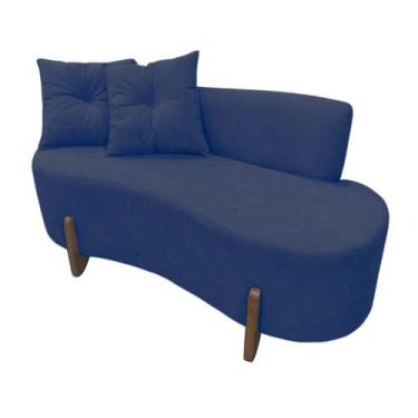 Imagem de Namoradeira Sofá Feijão Luna Orgânica Suede Azul Marinho - Mazzero Dec