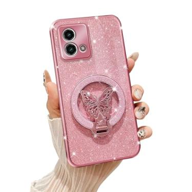 Imagem de Tesazxcn Capa de celular para Motorola Moto G Stylus 5G 2023 [compatível com Magsafe] com suporte de borboleta e cordão macio TPU Bling capa de proteção à prova de choque para Moto G Stylus 5G 2023