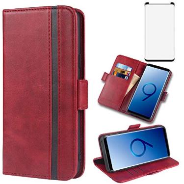 Imagem de Capa de telefone para Samsung Galaxy S9 Capa carteira de couro com tela de vidro temperado protetor de crédito acessórios porta-cartão capa flip de corpo inteiro Glaxay S9 Edge Galazy 9S GS mulheres