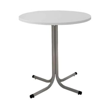 Imagem de Mesa de Jantar Redonda 80cm Cinza Tampo Madeira Branco