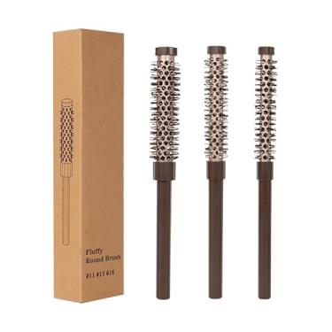 Imagem de Conjunto de 3 pincéis redondos pequenos para secagem, escova de cabelo com rolo de sopro de 0,78/0,70/0,59 polegadas com cerdas de nylon macias para volume, estilo, franja, raízes, ondulação, cabelo