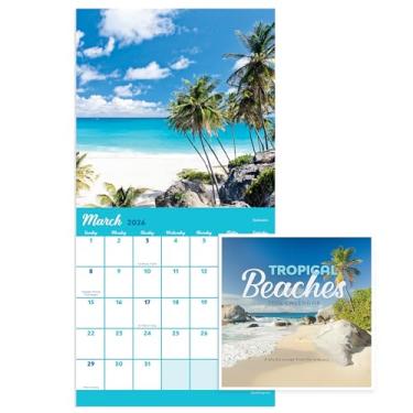 Imagem de TF Publishing Minicalendário de praias tropicais 2026 com grades mensais para agendamentos e agendamentos - Calendário vertical pequeno de parede 2026 com papel brilhante premium para organização de