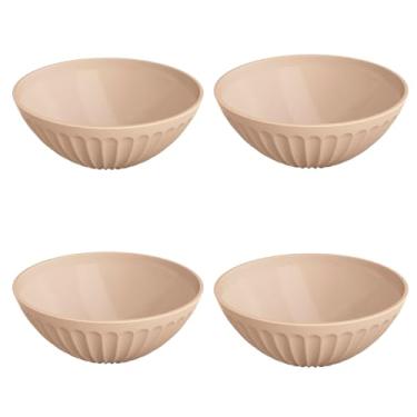 Imagem de Conjunto Bowl Multiuso de Plástico, Design Moderno, Livre de BPA, Utensílio Cozinha, Kit Tigelas, Pote Resistente, P/Salada Frutas Refeição (Kit C/ 4 - Capuccino)