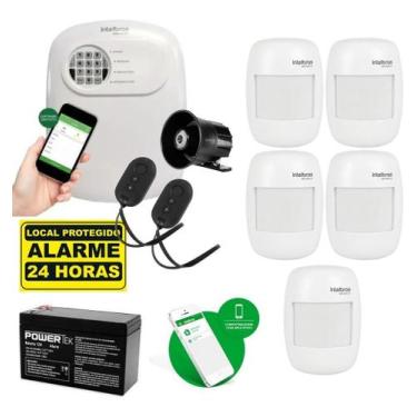 Imagem de Kit Alarme Sem Fio Intelbras 5 Sensores Infravermelho, Sirene e Bateri
