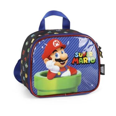 Imagem de Lancheira Térmica Escolar Com Alça Super Mario Azul Luxcel