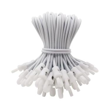 Imagem de WMZOBH Cabos elásticos pequenos com ganchos de 15 cm, 50 peças de cordas elásticas curtas com ganchos, tiras ajustáveis para uso externo para lona, dossel, acampamento, postes de barraca (branco)