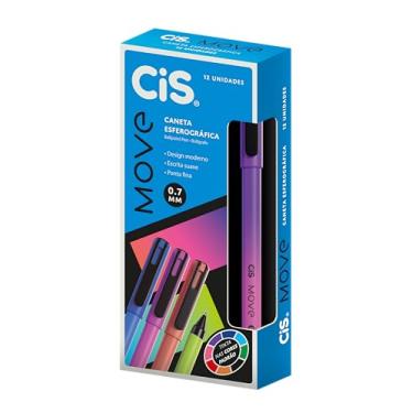 Imagem de Caneta Esferográfica, Cis Move, 0.7 mm, Roxa, Caixa com 12