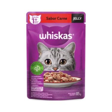 Imagem de Ração Úmida Whiskas Sachê Jelly Gatos Adultos Carne 85g