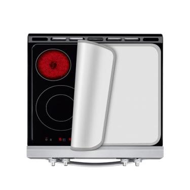 Imagem de KitchenRaku Capas de fogão, capas de fogão para fogão elétrico, protetor de fogão de vidro de cerâmica, capa de fogão elétrico, tampa de fogão de vidro (cinza, 20,4 x 30,7 polegadas)