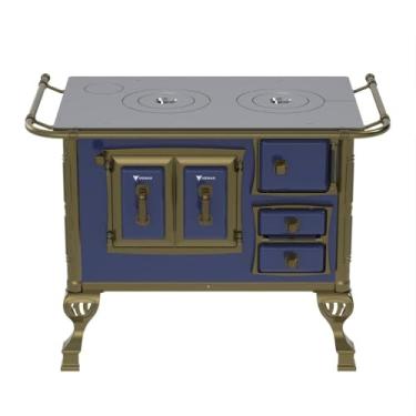 Imagem de Fogão a Lenha N 1 Colonial Azul Sem Tampa Saida Esquerda