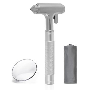 Imagem de QENWKXZ Disjuntor de vidro de carro com cortador de cinto de segurança, martelo de segurança automotivo - Ferramenta de fuga de emergência com disjuntor de janela, martelo de janela de metal para