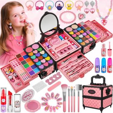 Imagem de Kit de maquiagem Kuovei 99 unidades para meninas com espelho, laços de