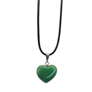 Imagem de Colar Cordão Pingente De Pedra Quartzo Verde Coração