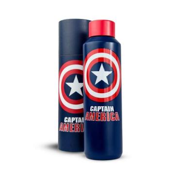 Imagem de Garrafa Térmica Marvel Capitão América 600ml Avengers Inoxidável, 0.43