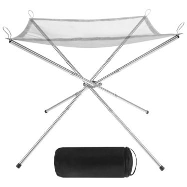 Imagem de Lareira portátil para uso ao ar livre, 41 cm, churrasqueira dobrável de aço inoxidável 304, malha de acampamento, lareira para acampamento, quintal e jardim, bolsa de transporte incluída (56)