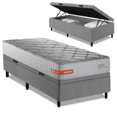 Imagem de Cama Box Baú Solteiro Espuma Softgel Power 88x188x63cm - Inducol, Cinz