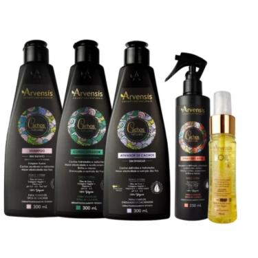 Imagem de Kit Arvensis Cachos Ondulados 4 Itens + Finalizador Tec Oil