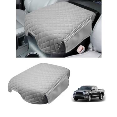 Imagem de Capa de console central para Toyota Tundra 2007-2013 & Sequoia 2008-2022 protetor de tampa do console central capa de descanso de braço com bolsos laterais couro antiarranhões acessórios interiores