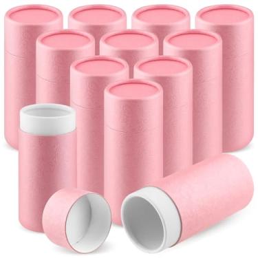 Imagem de 12 frascos de papel kraft de 50 ml, caixas de papelão vazias, recipientes redondos de papelão para presente com tampa para artesanato, chá, café, cosméticos - rosa
