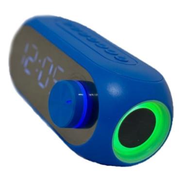 Imagem de Despertador Rádio Relógio com Bluetooth, Tela Espelho e Alarme Duplo, Função Dimerizável, Portátil e de Mesa(Azul)