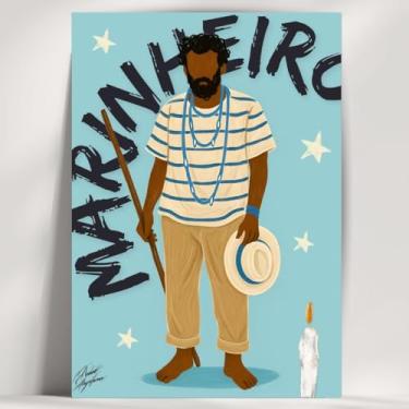 Imagem de Coleção de 62 quadros decorativos Giz - Umbanda e Candomblé - Decoração Orixá - Afro Brasileira - Escolha o seu Orixá! (Clássico, Marinheiro, 28x20cm)