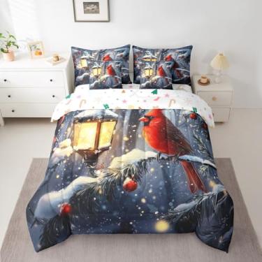 Imagem de Conjunto de edredom natalino natalino, 7 peças, desenho animado de pássaro, para decoração de quarto, edredom de microfibra super macio e resistente ao desbotamento