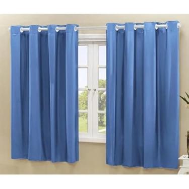 Imagem de Cortina Blackout PVC 2,20 M X 1,30 M Corta a Luz Sala Quarto Cozinha (Azul)