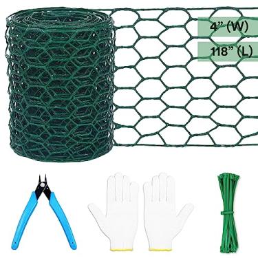 Imagem de Arame de galinha floral para artesanato, rede de arame hexagonal galvanizada leve de 10 x 28 cm, cerca de arame de galinha de 2 mm de espessura para aves de jardim, malha de arame de frango com luvas, laços de arame, alicate
