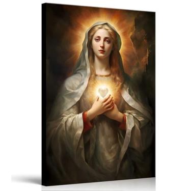 Imagem de Arte de parede emoldurada de Virgem Maria Imaculada Coração de Maria Imaculado Católico Impressões Igreja Religiosa Decoração de Parede Imagem