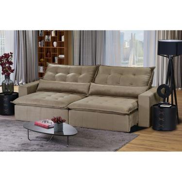 Imagem de Sofá 6 Lugares 2,90Mt Com Molas Retrátil E Reclinável Bege