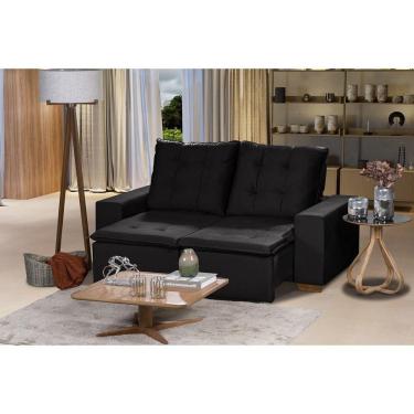 Imagem de Sofá 3 Lugares 1.90 Mt Com Molas Retrátil E Reclinável Preto