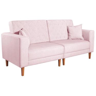 Imagem de Sofá 03 Lugares Living Ponza Suede Cor Rosa Bebê