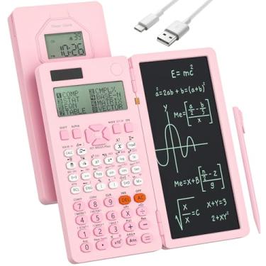 Imagem de Calculadoras científicas, calculadora rosa Rudnia com despertador, 417 funções e recarregável tipo C, ideal para estudantes e professores do ensino médio (rosa)