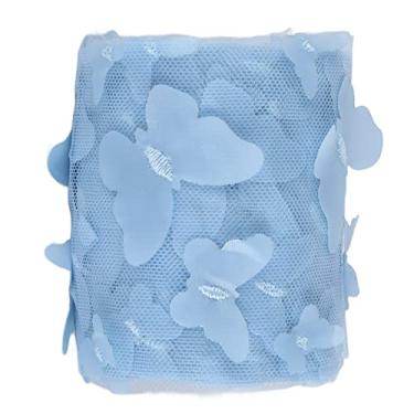 Imagem de Rolo de tule para costura, rolo de fio de rede colorido, acessórios para cabelo diy, material de tecido, rolo de tule para decoração de festa de casamento, poliéster, 8 cm de (Azul claro)