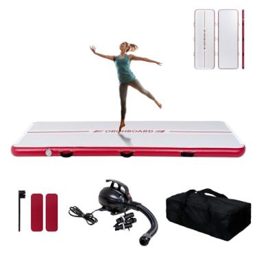 Imagem de Tapete inflável de ginástica ORHOBOARD de 28 cm – Processo selado a calor premium, tapete de fitness com bomba elétrica, kit de reparo e mochila – Tapete de exercício com várias cenas, uso para