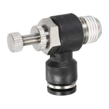 Imagem de PATIKIL Válvula de controle de fluxo de ar pneumática, tubo de 5/40.6 cm OD x rosca NPT macho de 1/4 polegada, adaptador de válvula de interruptor de cotovelo de 90 graus, encaixe de linha de ar