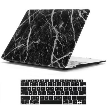 Imagem de iNOTOGG Compatível com MacBook Pro 13 polegadas 2022-2016, A2338 M1 M2/A2289/A2251/A2159/A1989/A1706 com Touch Bar e Touch ID, capa de plástico rígido de couro PU clássico com capa de teclado, mármore