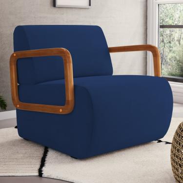 Imagem de Poltrona Decorativa Orgânica Living Kavya Veludo Azul Marinho - Desk Design