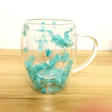 Imagem de Canecas de café de vidro de parede dupla, caneca de café de vidro com alça isolada resistente ao calor, caneca decorativa de cappuccino transparente de 293 ml, para chá quente e frio, leite, latte,