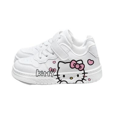 Imagem de Tênis Brancos De Cano Baixo Hello Kitty Para Meninas, Sapatos Casuais 