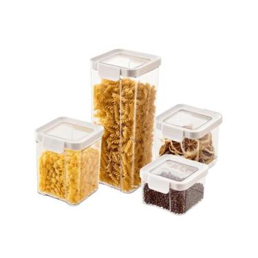 Imagem de Kit 4 Pote Empilhavel hermetico Mantimento GuardFresh 3.9L - Casa Raff
