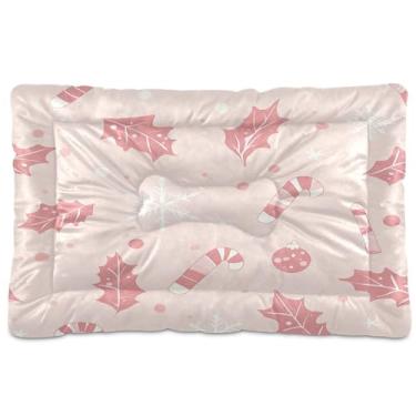 Imagem de Wassud Adorável cama de cachorro com folhas de azevinho, cama grande para cães ao ar livre, tapete lavável para animais de estimação, cama de gato para dormir, viagens 91 x 61 cm