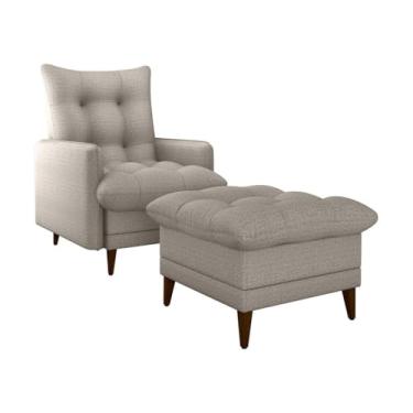 Imagem de Poltrona de Amamentação Montreal com Puff - Suede Cinza, Reclinável, Madeira Maciça, Suporta 110kg - Conforto para Mães, Sala de Estar e Cantinho de Leitura(Linho Cinza)