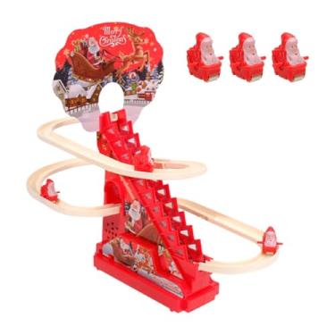 Imagem de Esquirla Brinquedo Elétrico Papai Noel Subindo Escadas, Escada Criativa para Meninos e Meninas, Jogo de Escorregador para Ambientes Fechados, com 6 Figuras Do Papai Noel