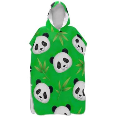 Imagem de Joisal Poncho de surfe para adultos trocador de roupa de banho com capuz bonito plus size fofo panda verde ponchos de praia para homens