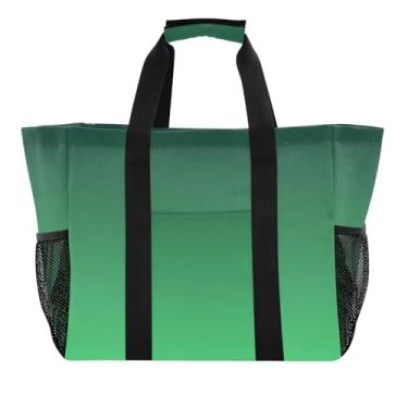 Imagem de Joisal Bolsa de viagem preta verde turquesa gradiente à prova d'água grande compras reutilizável bolsa de férias de supermercado impressões de cruzeiro bolsas de praia femininas modernas