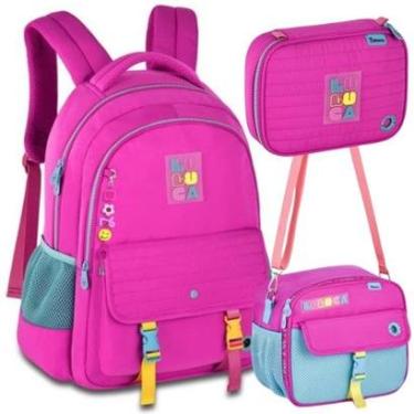 Imagem de Kit Mochila de Costas em Nylon OFICIAL LULUCA LU24601 Rosa-Unissex